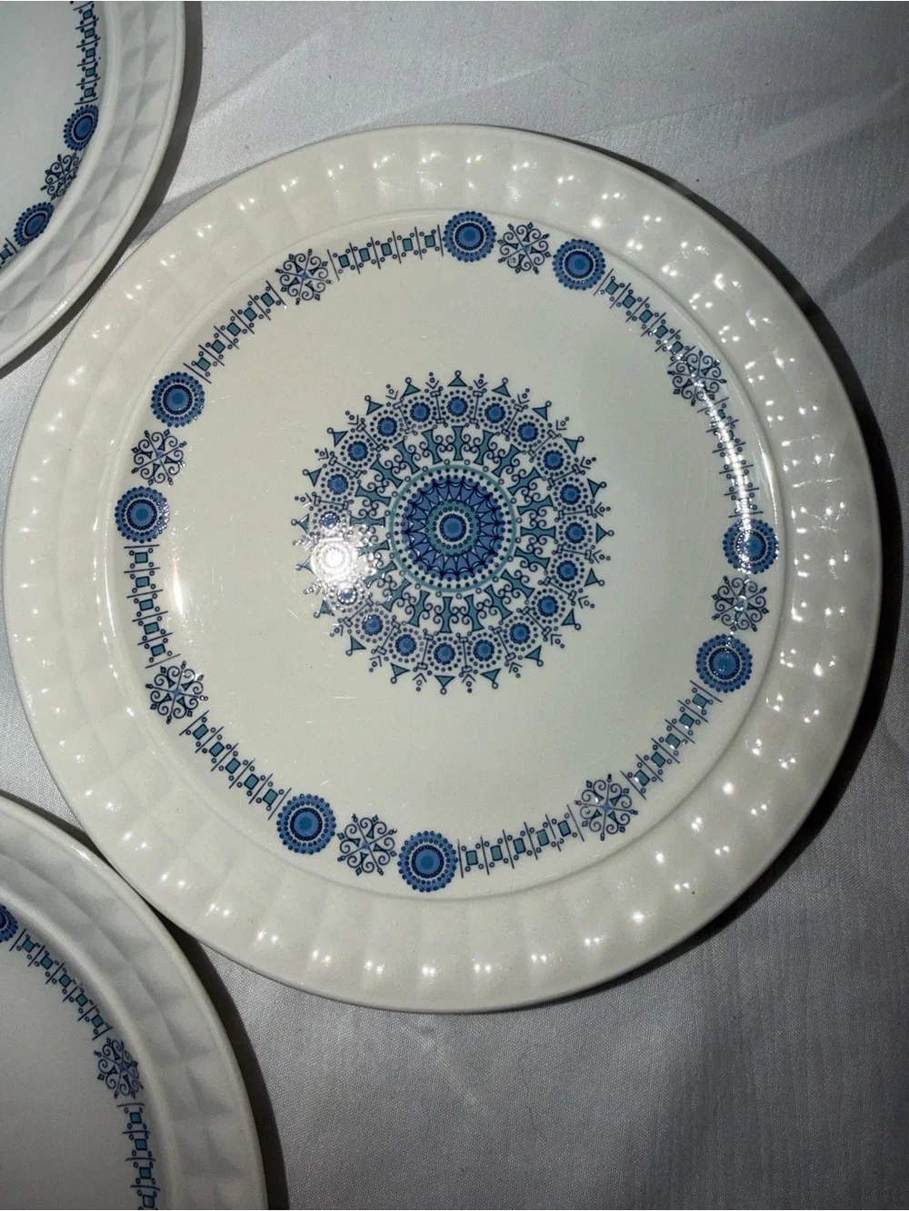 Set of 4 Vintage Pontesa Spain Castilian Chinamoda Blue Mandala 7